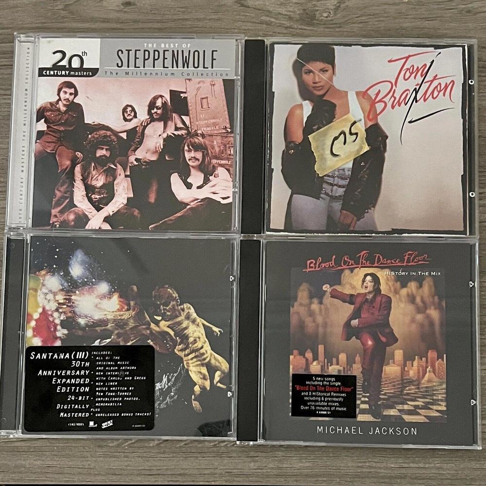 Lot Of 4 CDs Music Artists Michael Jackson Santana Steppenwolf Toni Braxton Pop